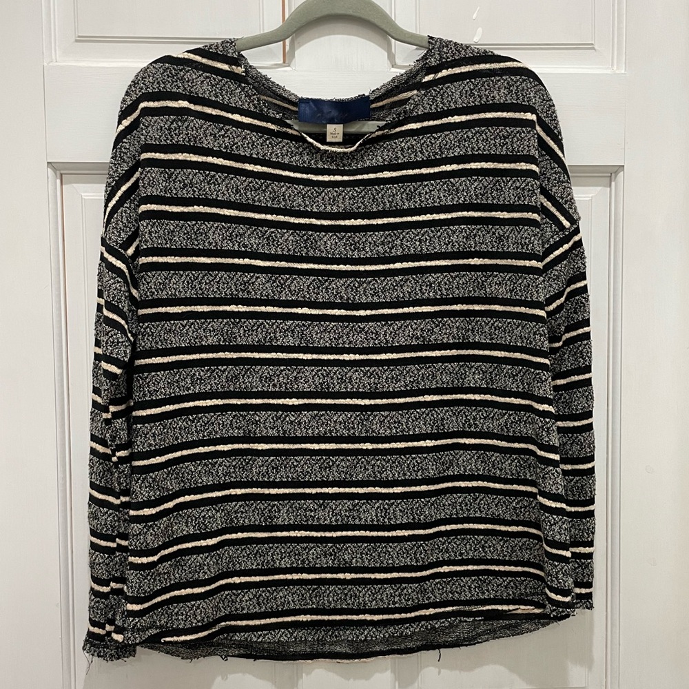 Blue Rain Black and Cream Knit Top